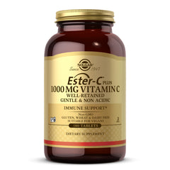 Solgar Ester-C Plus 1000mg bottle front view, gentle on the stomach