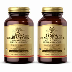 Solgar Ester-C Plus 500 mg bottle close-up for easy daily immune support.