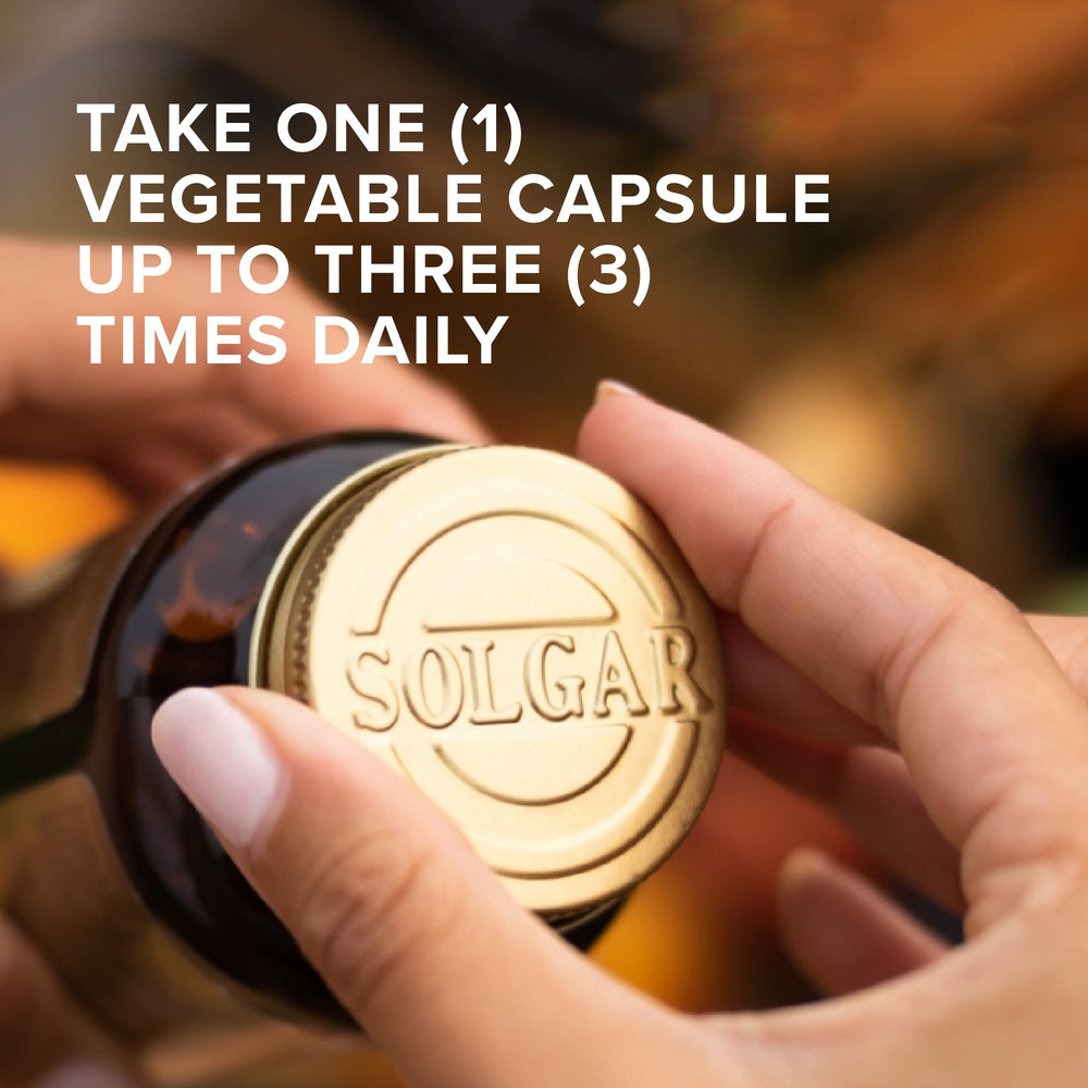 Solgar Milk Thistle bottle side view highlights veggie capsule format