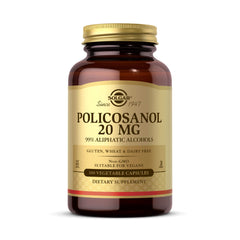 Solgar Policosanol 20 mg capsules bottle for daily wellness.