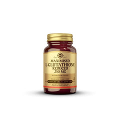 Solgar reduced L-glutathione 250 mg bottle front for daily antioxidant support.