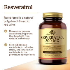 Solgar Resveratrol capsules close-up, convenient vegetarian supplement