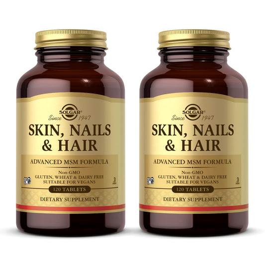Solgar Skin, Nails & Hair bottle front for daily skin support.