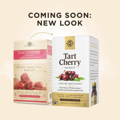 Close view of Tart Cherry capsules, convenient daily antioxidant supplement by Solgar.