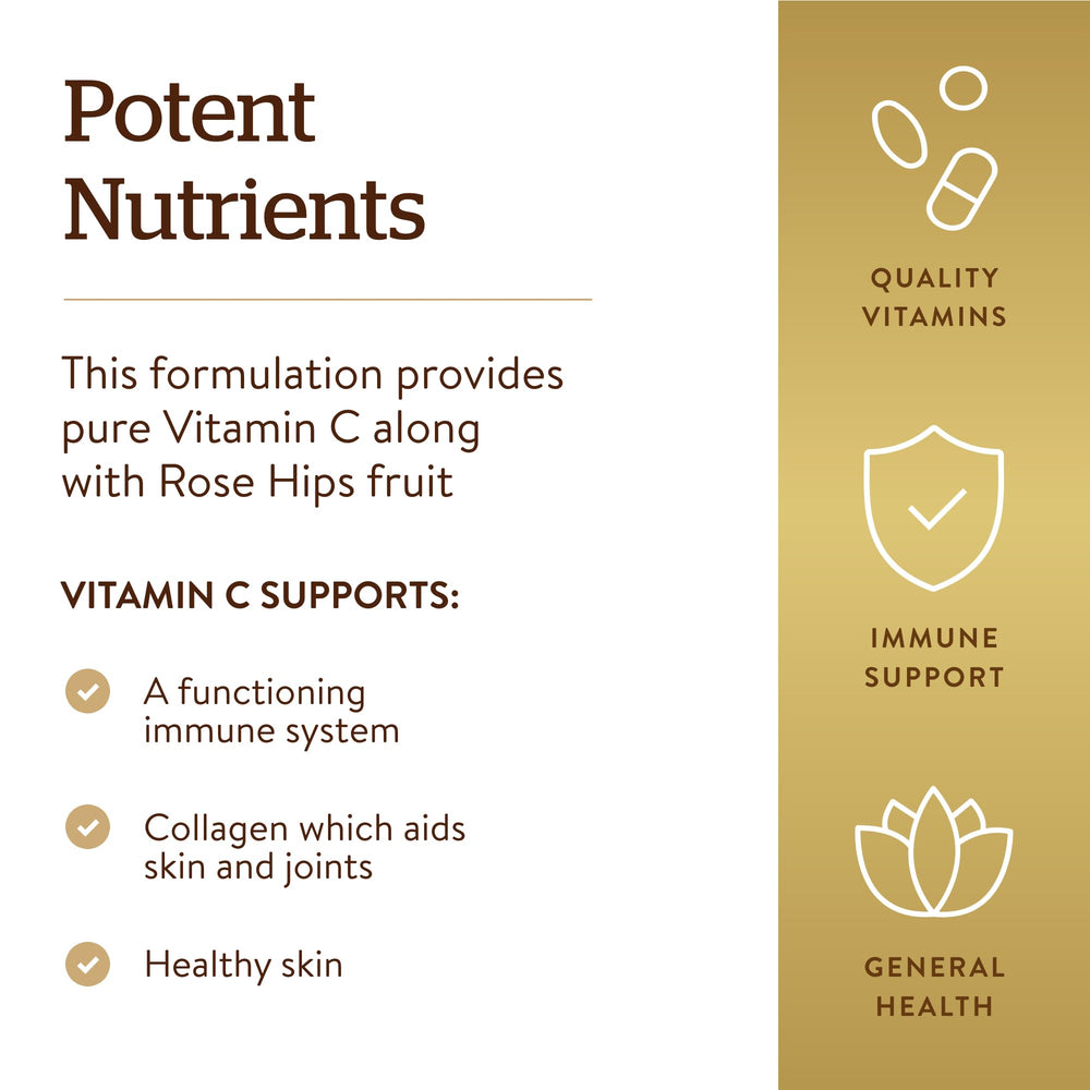 Solgar Vitamin C 1500 mg pills in a daily-use context.