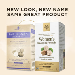 Closeup of Solgar Women’s Balancing Formula tablets emphasizing B vitamins for energy support.