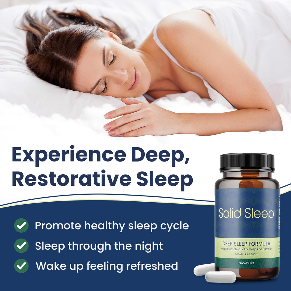 Solid Sleep Deep Sleep Formula label close-up highlighting non-melatonin support