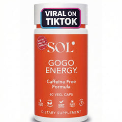 Sol Nutrition GoGo Energy bottle promoting natural daytime energy