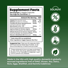 Solnuvi capsules close-up showing easy daily supplementation for immune wellness.