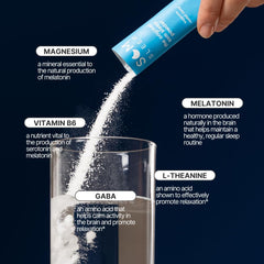Som Sleep mixing-glass-water captures how to blend for a smooth sleep aid.