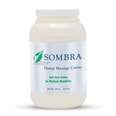 Sombra Hemp Massage Creme 128oz bottle for relaxing sore muscles after workouts