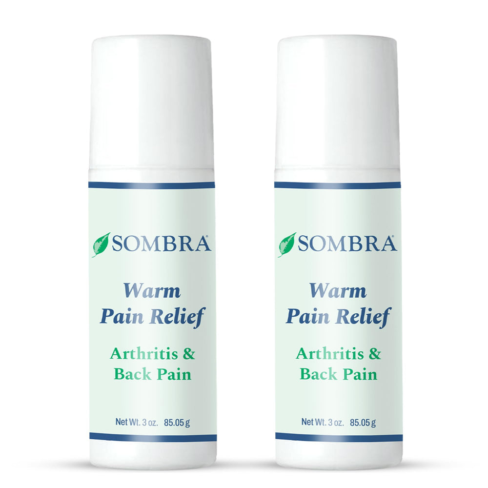 Sombra Warm Pain Relief Gel bottle front for quick warming relief during workouts