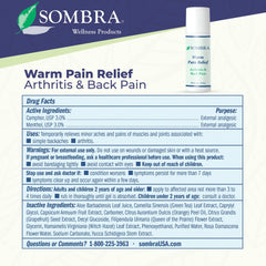 Box packaging for Sombra Warm Pain Relief Gel emphasizes vegan formula and USA production