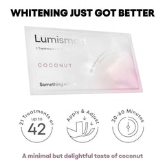 Something Nice Lumismart Whitening Strips flavors-coconut pack displays coconut-flavored whitening option for a routine.