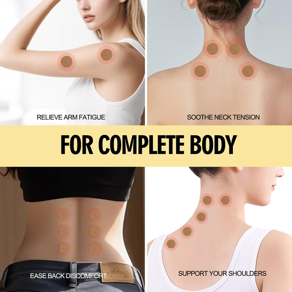 SOMIVOT patches applied to shoulder and neck for targeted use