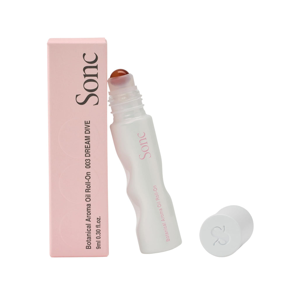 Sonc Dream Dive roll-on bottle close-up for calming nighttime rituals
