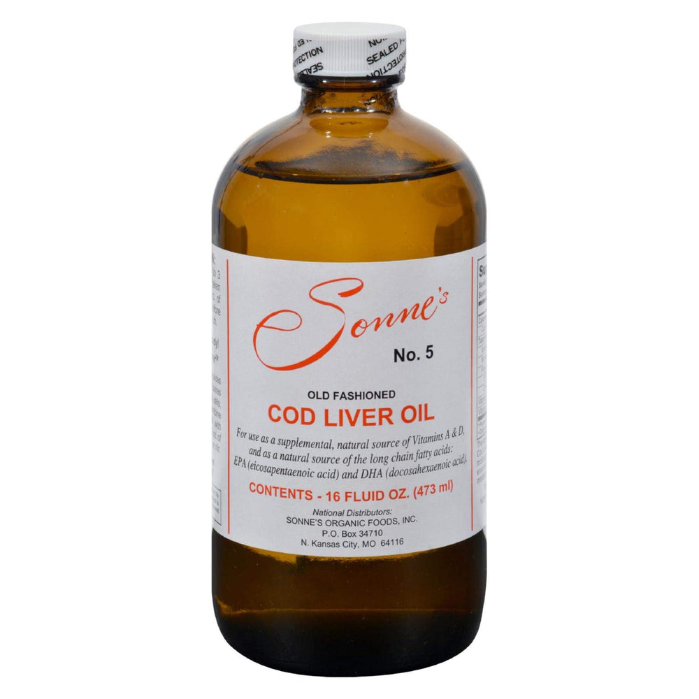 Sonne's Old Fashioned Cod Liver Oil No 5 bottle, a convenient daily Vitamin A source.