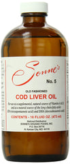 Sonne's Old Fashioned Cod Liver Oil No. 5 bottle highlights natural vitamins A and D.