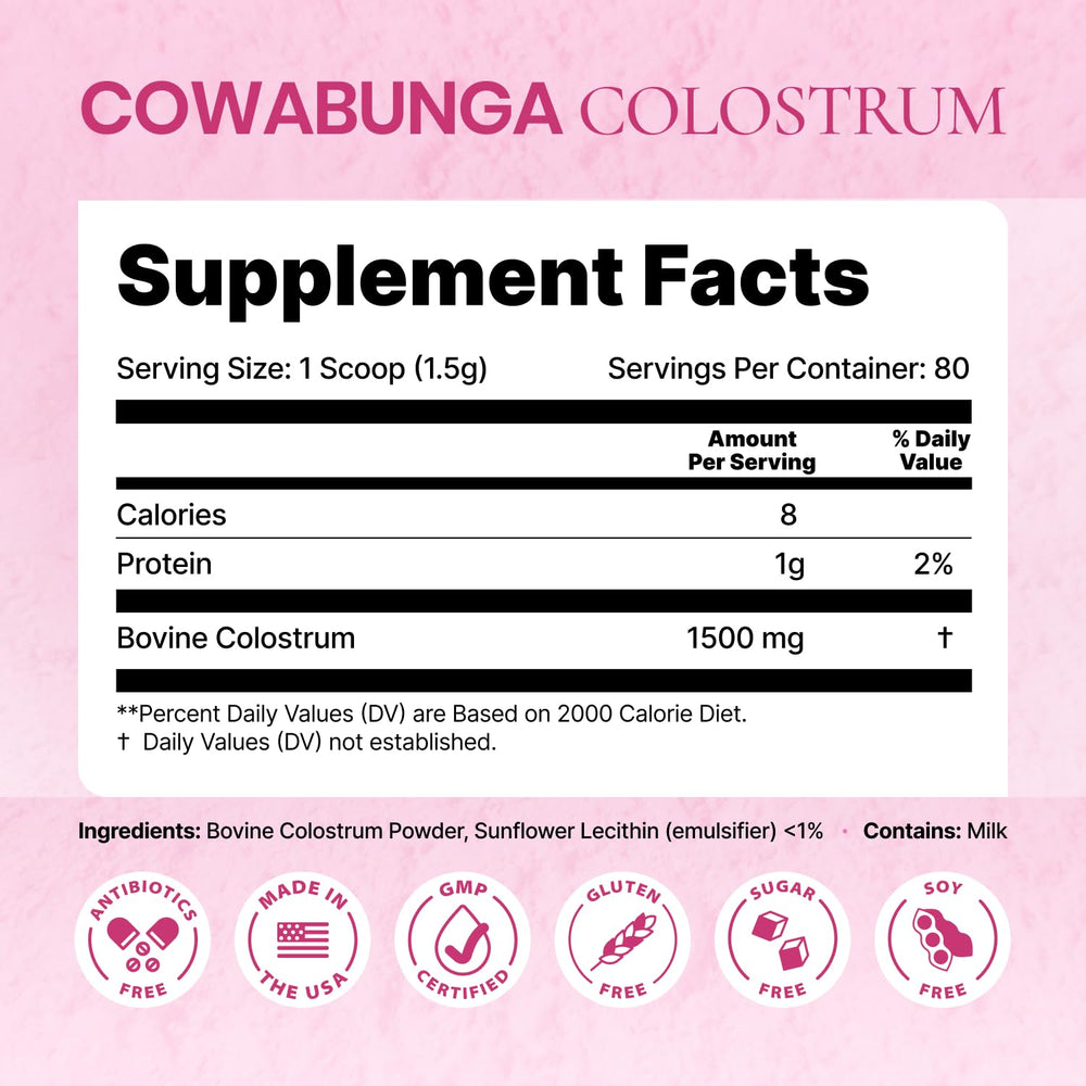SonoHealth Cowabunga Colostrum dry powder ready-to-take option