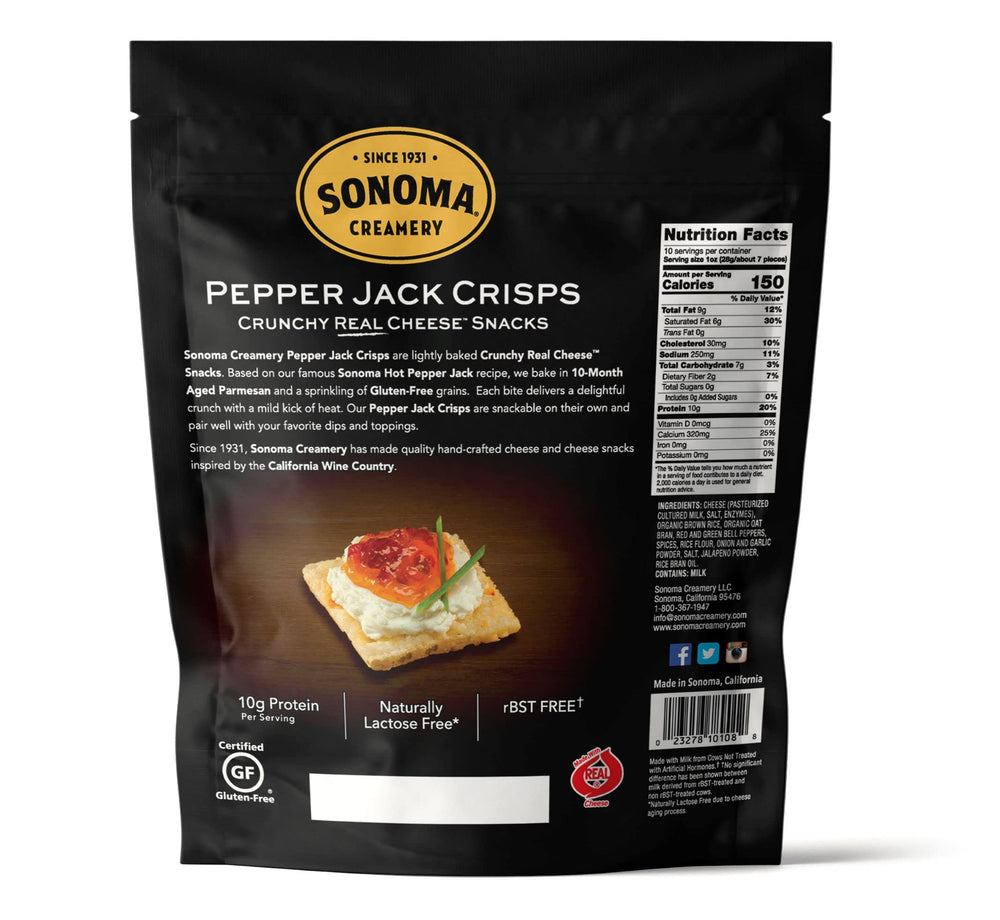 Sonoma Creamery Pepper Jack Crisps close-up – crunchy, keto-friendly bite