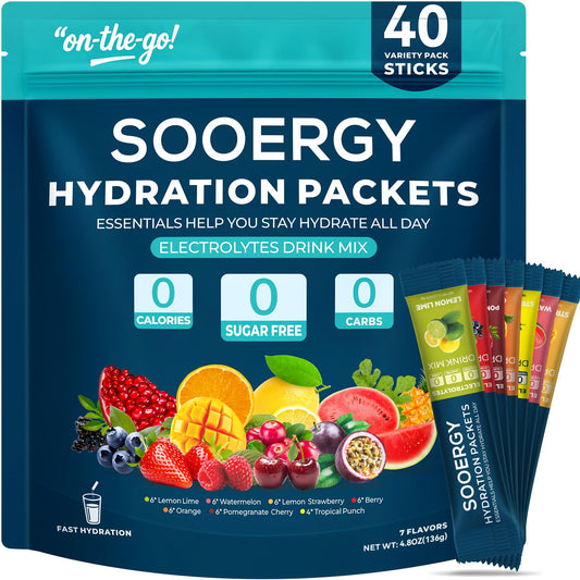 Sooergy electrolytes powder lemon-lime sticks for quick hydration during workouts