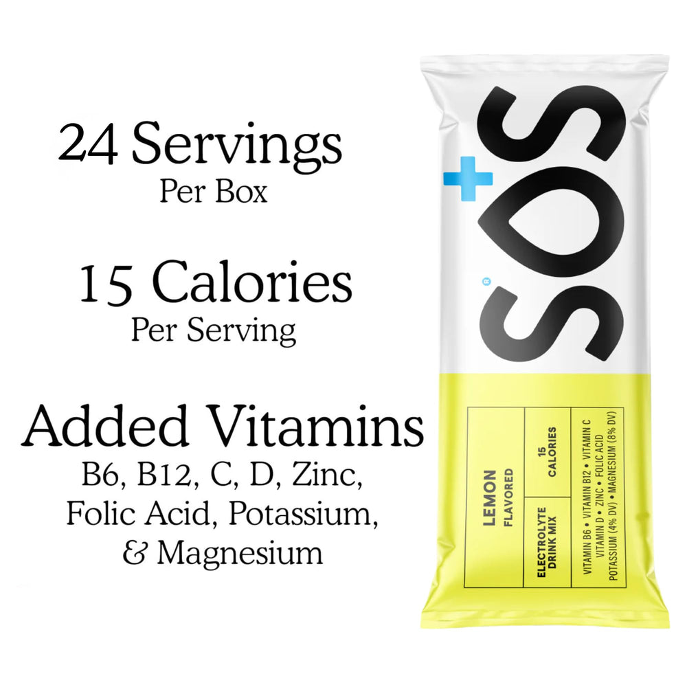 SOS Hydration keto-friendly label highlighting low sugar hydration.