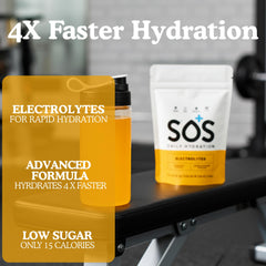 SOS Hydration mango stick packet for quick, clean mix.