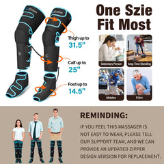 Sotion leg massager adjustable fit fits different calf and thigh sizes.