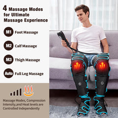 Sotion leg massager features knee heat for soothing warmth and circulation.