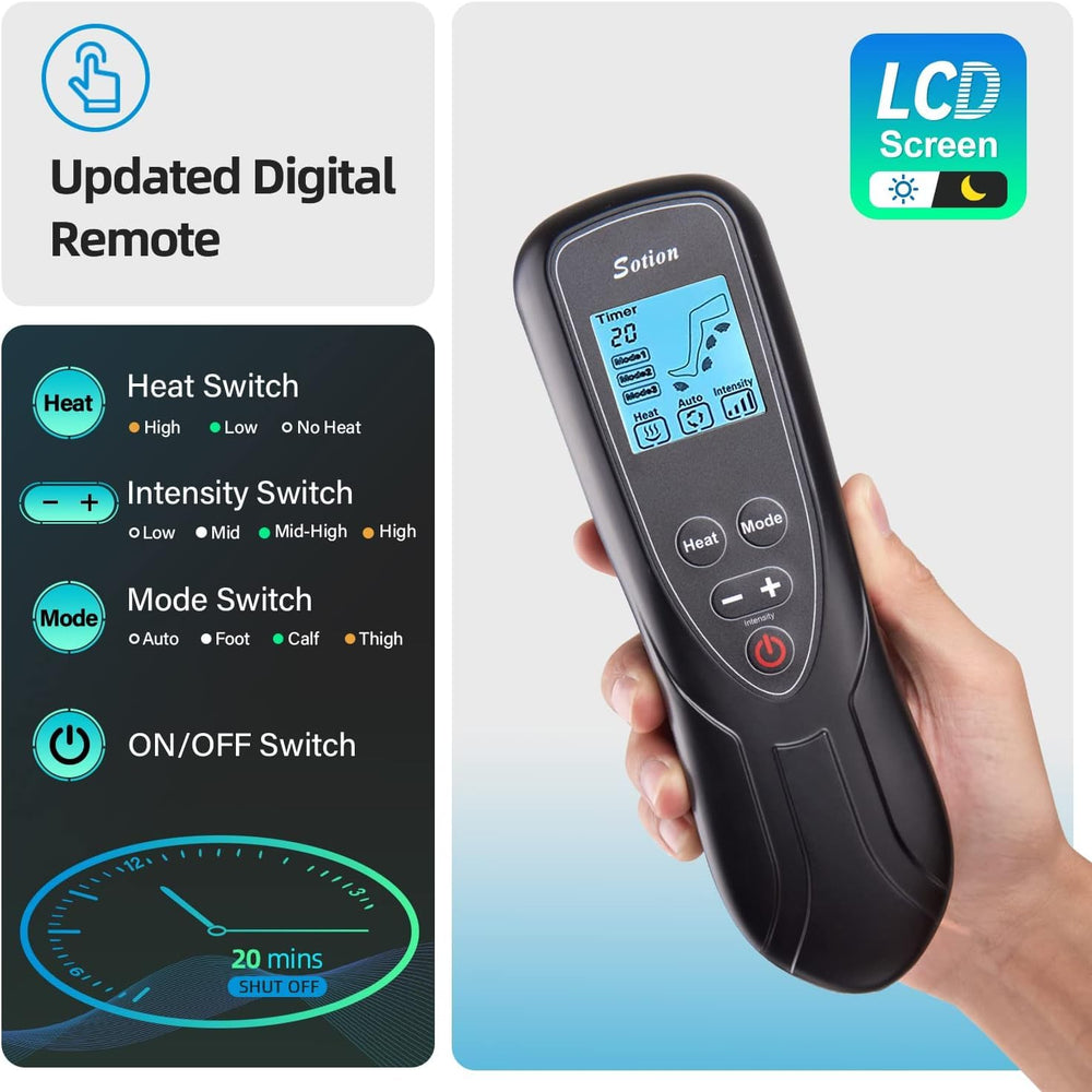 Six massage modes shown on the Sotion massager display