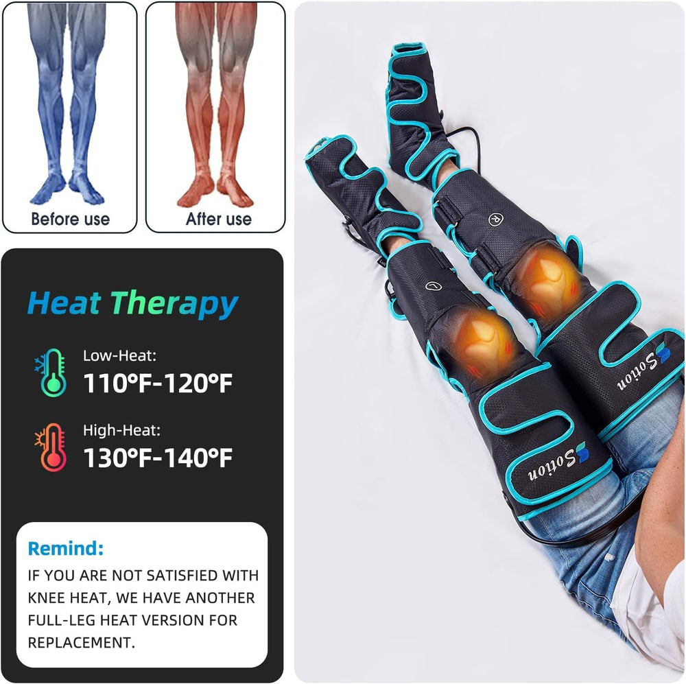 Leg massager fits up to 22 inch calves and US Men size 14 feet