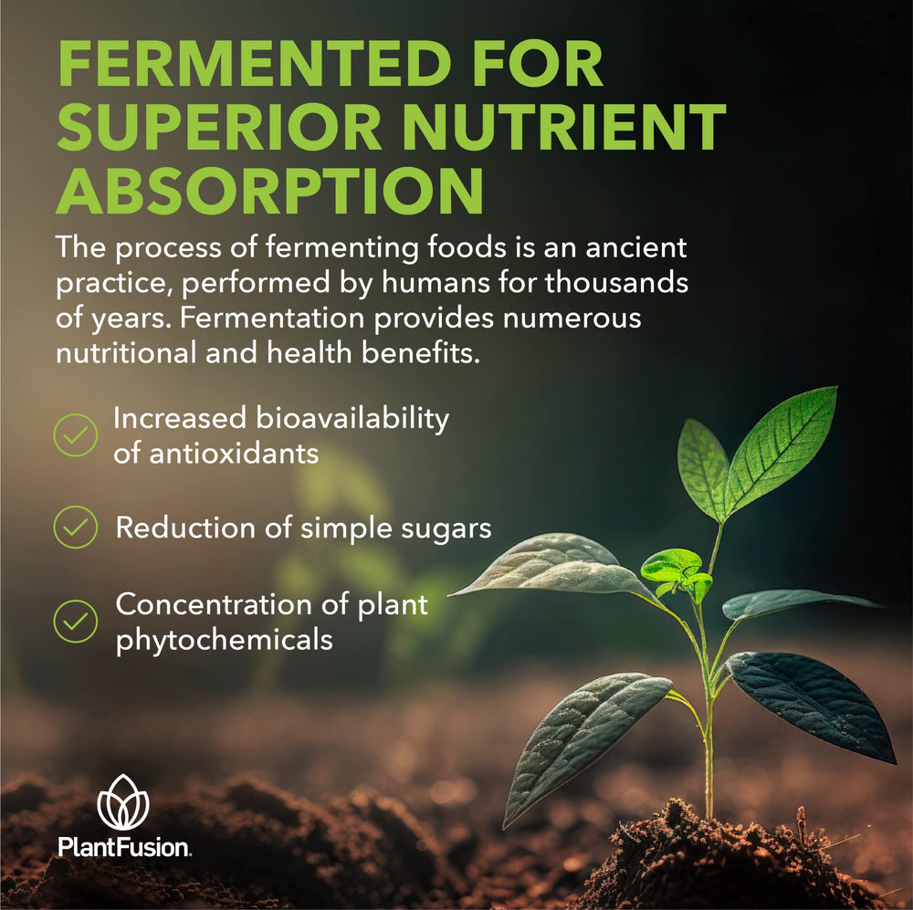 Organic, Non-GMO, vegan labeling on SOTRU Fruitful Greens packaging.
