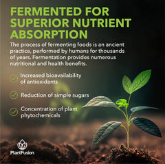 Organic, Non-GMO, vegan labeling on SOTRU Fruitful Greens packaging.