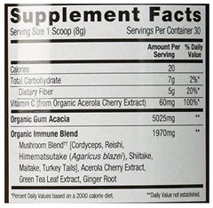 SOTRU organic mushroom blend label highlights premium, vegan, gluten-free ingredients.