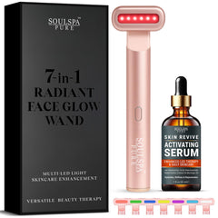 SOULSPA PURE face massager 7-in-1 LED wand rose gold for glowing skin