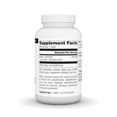 Close-up of Source Naturals Acetyl L-Carnitine label showing ingredients and potency