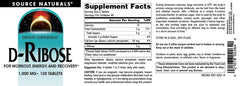 Source Naturals D-Ribose serving scoop with tablets for daily use