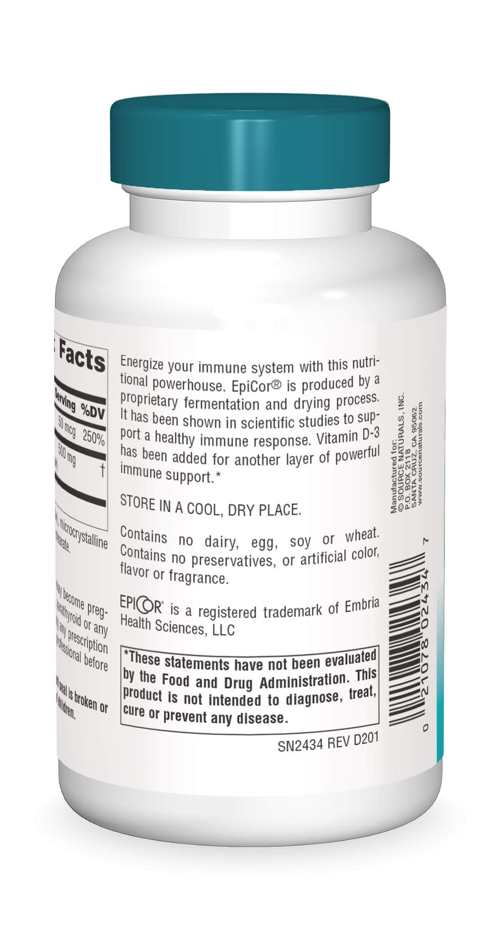Close-up of Source Naturals Epicor capsules for easy daily dosing.