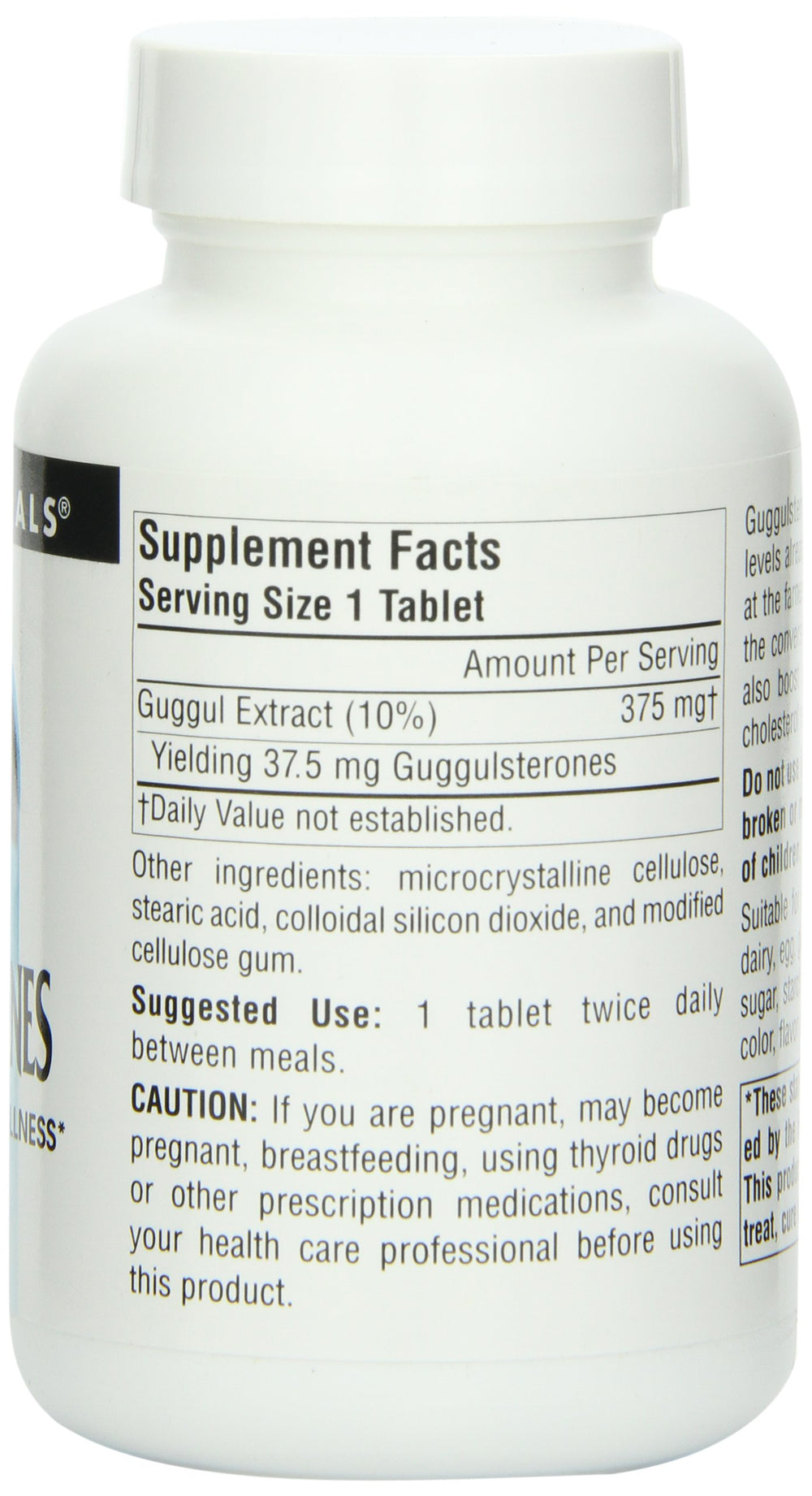 Source Naturals Guggulsterones packaging view on shelf in USA-made bottle.