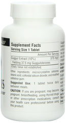 Source Naturals Guggulsterones packaging view on shelf in USA-made bottle.