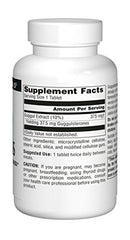 Source Naturals Guggulsterones bottle back label shows potency and serving size.