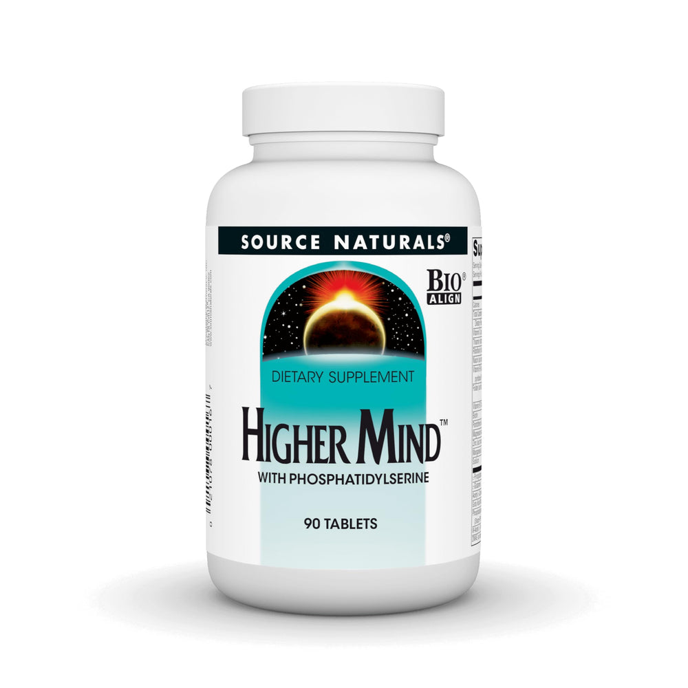 Source Naturals Higher Mind bottle with label suggesting focus support.