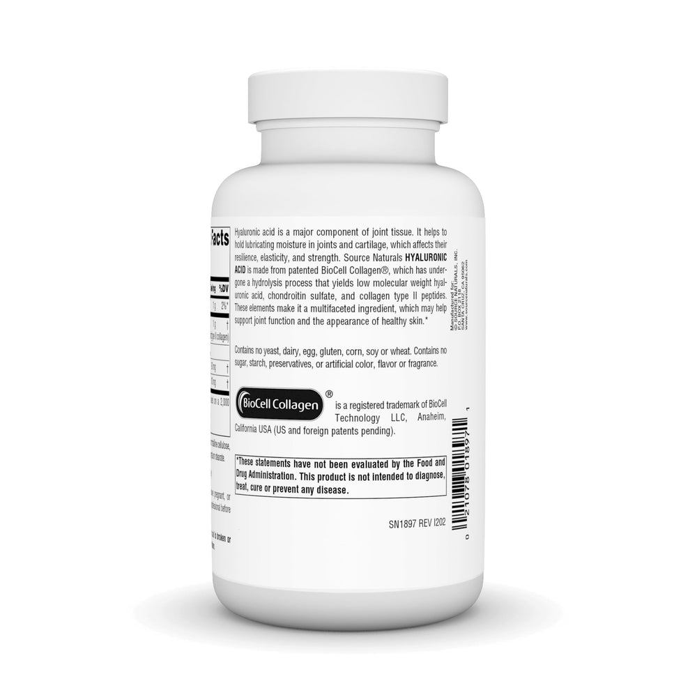 Capsules close-up highlighting the low molecular weight hyaluronic acid and collagen blend.