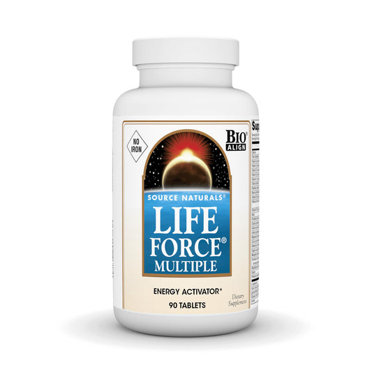 Source Naturals Life Force Multi bottle front view showing tablets for daily energy support