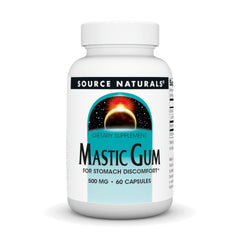 Source Naturals Mastic Gum bottle front highlighting stomach comfort support.