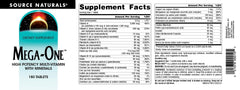 Source Naturals Mega-One bottle with meal, suggesting improved absorption with food.