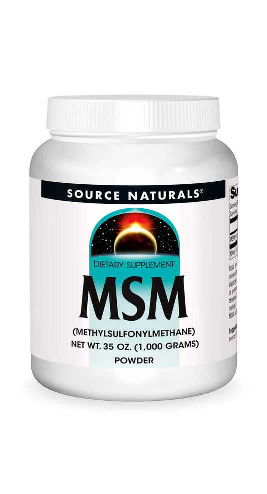 Source Naturals MSM powder bottle front for easy daily supplement use