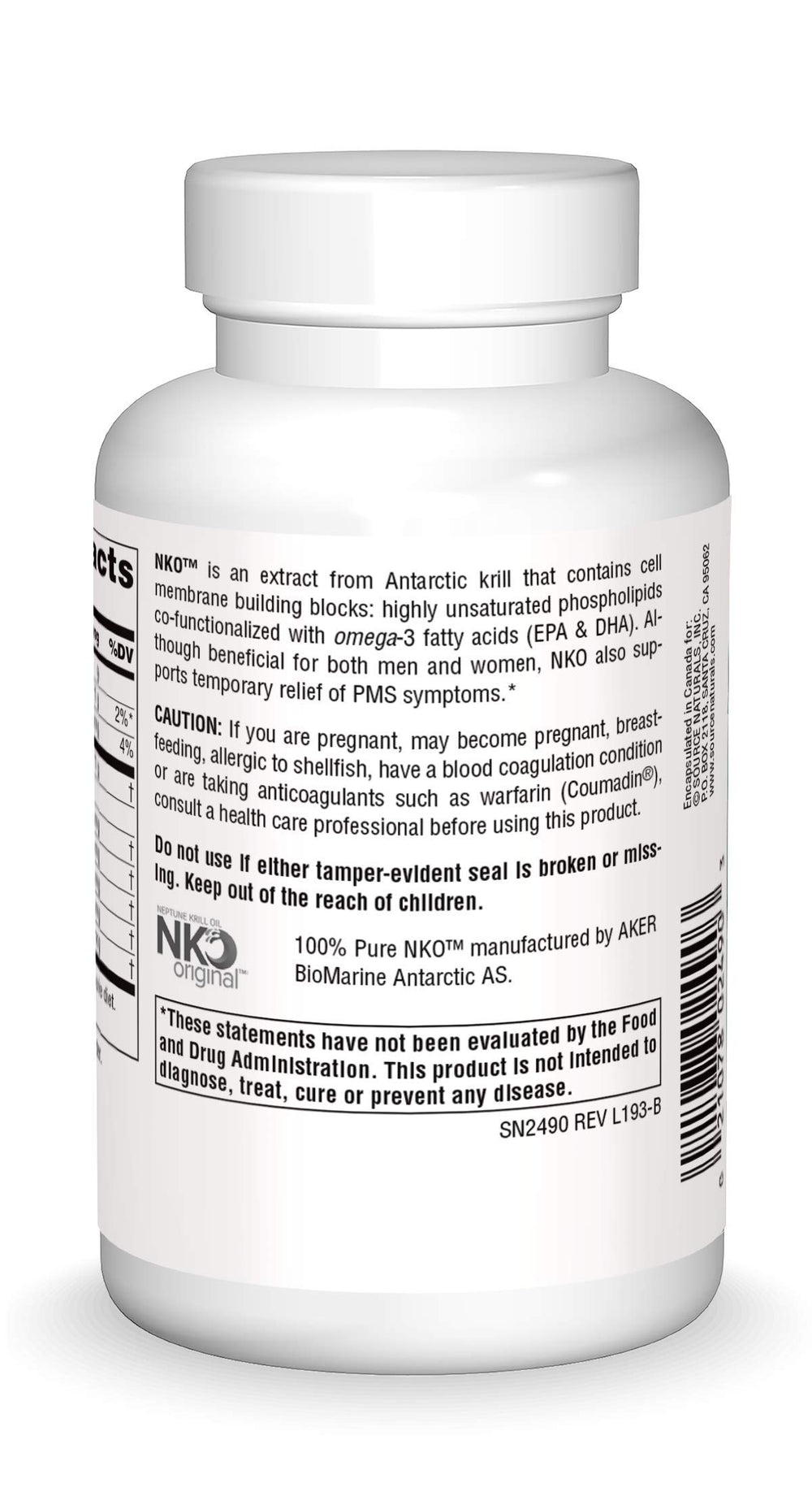 Source Naturals NKO Neptune softgel capsules on white background with omega-3 emphasis