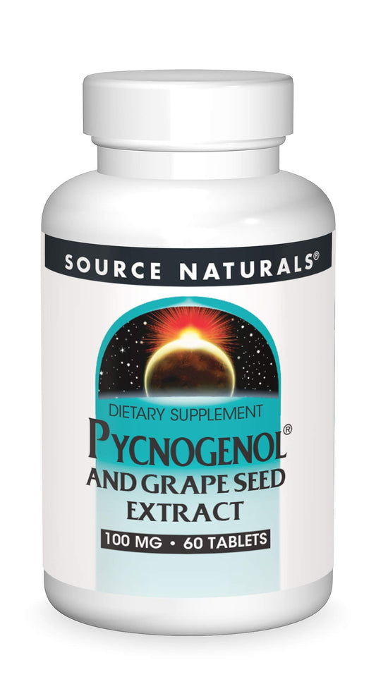 Source Naturals Pycnogenol & Grape Seed bottle for daily antioxidant support.
