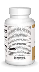 Source Naturals Skin Eternal Hyaluronic Acid bottle back with supplement details for joint support.